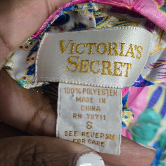 Vintage Victorias Secret Chemise Silky Floral Pink Gold Label Babydoll 90s Small - Picture 7 of 13